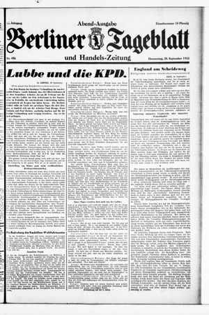 Berliner Tageblatt und Handels-Zeitung vom 28.09.1933