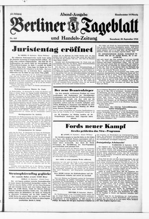 Berliner Tageblatt und Handels-Zeitung vom 30.09.1933