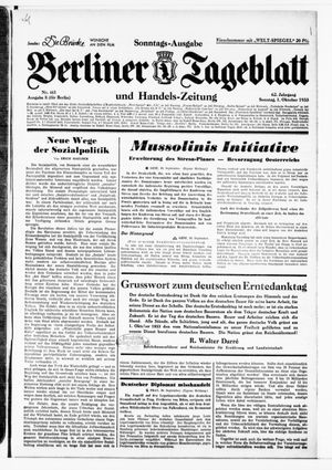 Berliner Tageblatt und Handels-Zeitung vom 01.10.1933