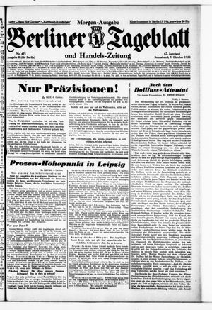 Berliner Tageblatt und Handels-Zeitung vom 07.10.1933