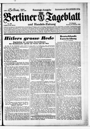 Berliner Tageblatt und Handels-Zeitung vom 15.10.1933