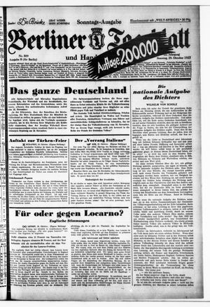 Berliner Tageblatt und Handels-Zeitung vom 29.10.1933
