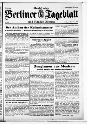 Berliner Tageblatt und Handels-Zeitung vom 03.11.1933