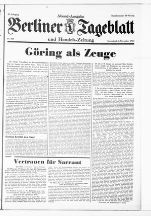 Berliner Tageblatt und Handels-Zeitung vom 04.11.1933