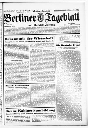 Berliner Tageblatt und Handels-Zeitung vom 08.11.1933