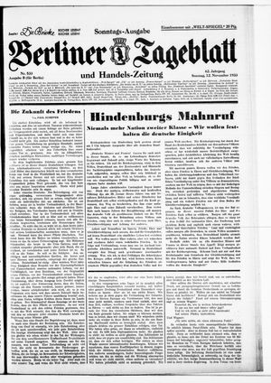 Berliner Tageblatt und Handels-Zeitung vom 12.11.1933