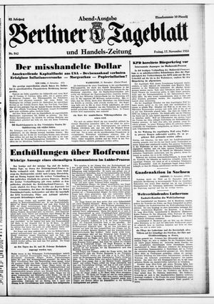 Berliner Tageblatt und Handels-Zeitung vom 17.11.1933