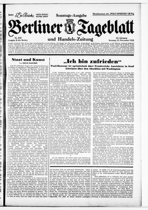 Berliner Tageblatt und Handels-Zeitung vom 19.11.1933