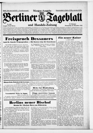 Berliner Tageblatt und Handels-Zeitung vom 21.12.1933