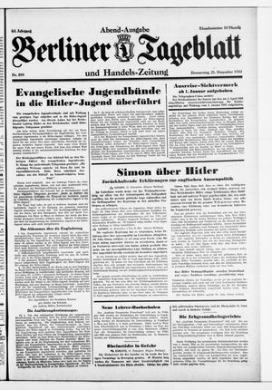Berliner Tageblatt und Handels-Zeitung vom 21.12.1933