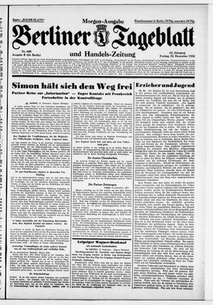 Berliner Tageblatt und Handels-Zeitung vom 22.12.1933