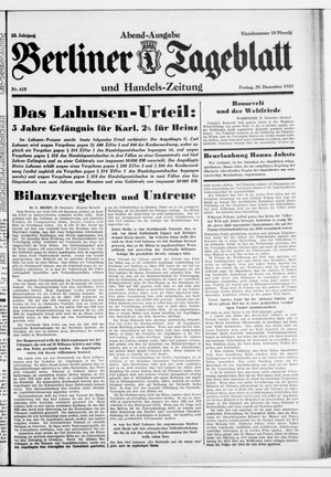 Berliner Tageblatt und Handels-Zeitung vom 29.12.1933