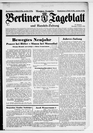 Berliner Tageblatt und Handels-Zeitung vom 02.01.1934