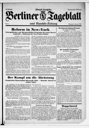 Berliner Tageblatt und Handels-Zeitung vom 02.01.1934