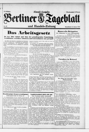 Berliner Tageblatt und Handels-Zeitung vom 13.01.1934