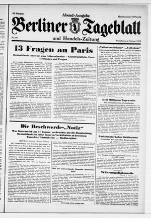 Berliner Tageblatt und Handels-Zeitung vom 03.02.1934