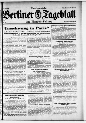 Berliner Tageblatt und Handels-Zeitung vom 16.03.1934