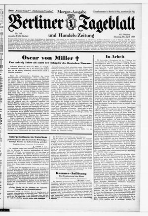 Berliner Tageblatt und Handels-Zeitung vom 10.04.1934
