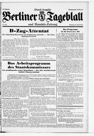 Berliner Tageblatt und Handels-Zeitung vom 10.04.1934