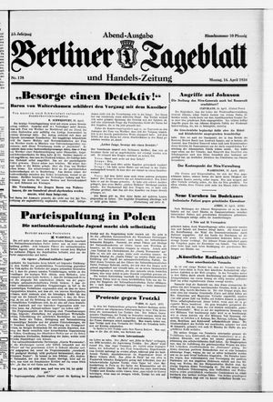 Berliner Tageblatt und Handels-Zeitung vom 16.04.1934