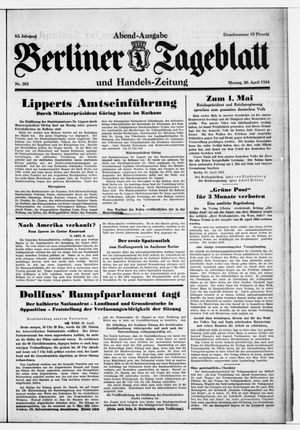 Berliner Tageblatt und Handels-Zeitung vom 30.04.1934