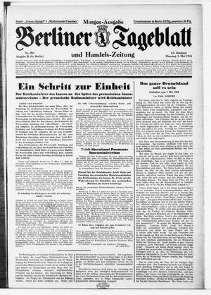 Berliner Tageblatt und Handels-Zeitung vom 01.05.1934