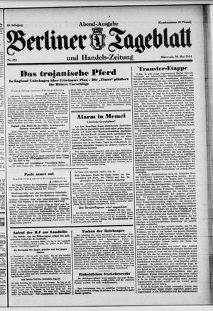 Berliner Tageblatt und Handels-Zeitung vom 30.05.1934