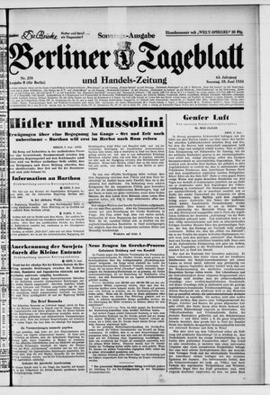 Berliner Tageblatt und Handels-Zeitung vom 10.06.1934