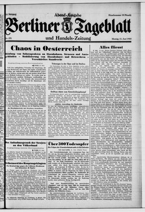Berliner Tageblatt und Handels-Zeitung vom 11.06.1934