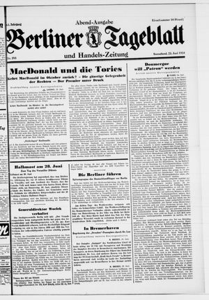 Berliner Tageblatt und Handels-Zeitung vom 23.06.1934