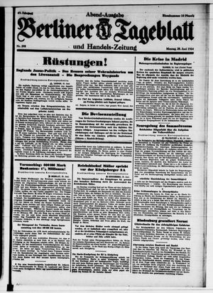 Berliner Tageblatt und Handels-Zeitung vom 25.06.1934