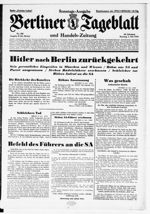 Berliner Tageblatt und Handels-Zeitung vom 01.07.1934