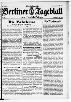 Berliner Tageblatt und Handels-Zeitung vom 16.07.1934