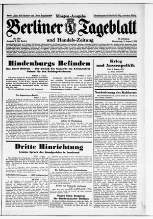 Berliner Tageblatt und Handels-Zeitung vom 02.08.1934