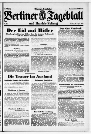 Berliner Tageblatt und Handels-Zeitung vom 03.08.1934