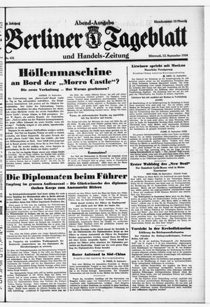 Berliner Tageblatt und Handels-Zeitung vom 12.09.1934