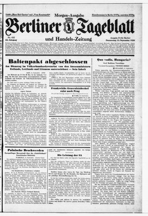 Berliner Tageblatt und Handels-Zeitung vom 13.09.1934