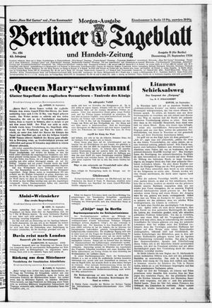 Berliner Tageblatt und Handels-Zeitung vom 27.09.1934