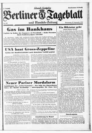 Berliner Tageblatt und Handels-Zeitung vom 27.09.1934