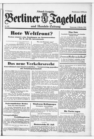 Berliner Tageblatt und Handels-Zeitung vom 04.10.1934