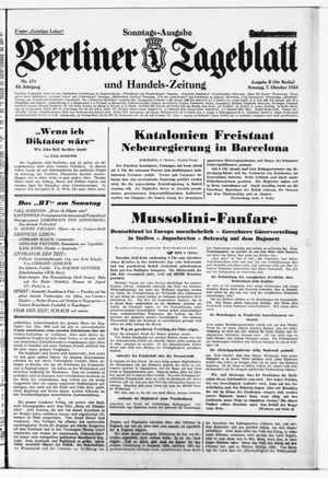 Berliner Tageblatt und Handels-Zeitung on Oct 7, 1934