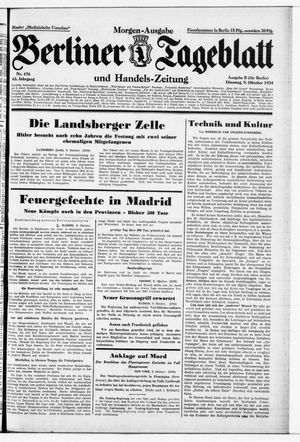 Berliner Tageblatt und Handels-Zeitung vom 09.10.1934