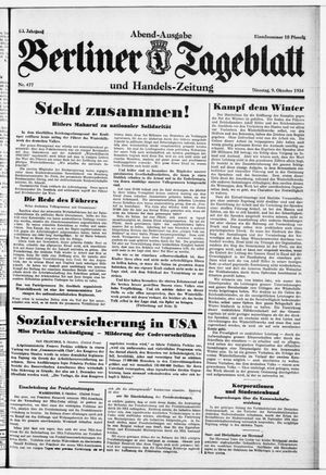Berliner Tageblatt und Handels-Zeitung vom 09.10.1934