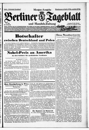 Berliner Tageblatt und Handels-Zeitung vom 26.10.1934