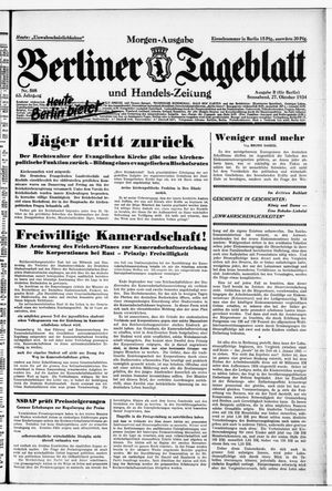 Berliner Tageblatt und Handels-Zeitung vom 27.10.1934