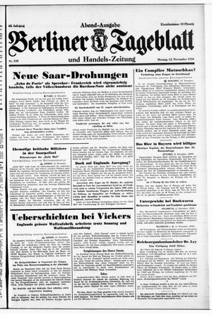 Berliner Tageblatt und Handels-Zeitung vom 12.11.1934