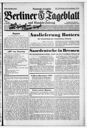 Berliner Tageblatt und Handels-Zeitung vom 23.12.1934