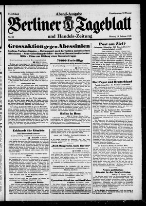 Berliner Tageblatt und Handels-Zeitung vom 18.02.1935