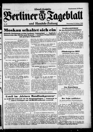 Berliner Tageblatt und Handels-Zeitung vom 21.02.1935