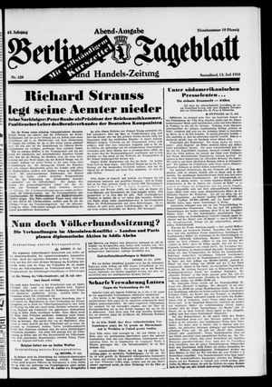 Berliner Tageblatt und Handels-Zeitung vom 13.07.1935
